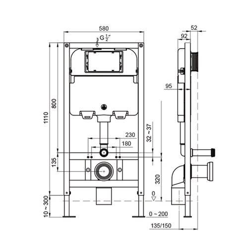 Zestaw podtynkowy wc stelaż + miska automatyczna myjąca przycisk czarny Drop