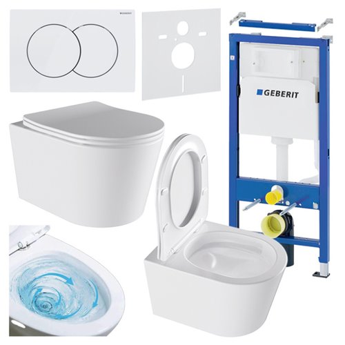 Zestaw podtynkowy stelaż GEBERIT DUOFIX + miska ELITE-WH-03 + przycisk DELTA 01 biały