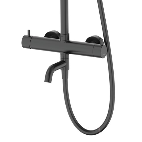 Kolumna natryskowa w kolorze czarnym z wylewką deszczownica okrągła CMN01MBLW Lugo Corsan