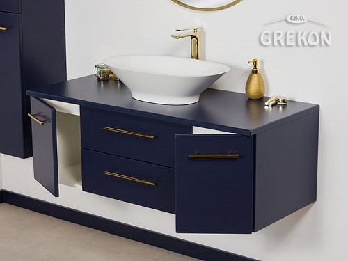 Szafka wisząca z umywalką nablatową 120/50 cm Belli Gold Gante