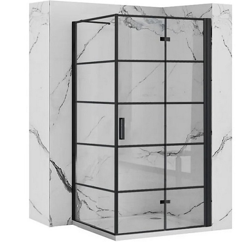 Czarna kabina prysznicowa składana 100x80 Molier Black Rea