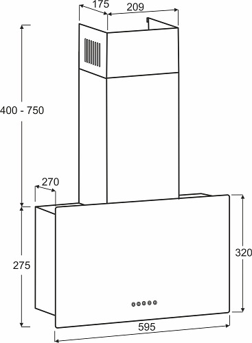 Okap kominowy przyścienny 60 cm Almada Focus