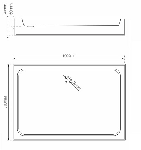 Brodzik prysznicowy prostokątny 70x100 cm BVTRC70X100/14