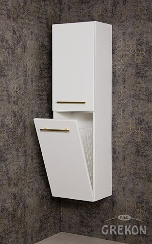 Słupek łazienkowy wiszący z koszem biały mat 143x40 cm Belli Gold Gante