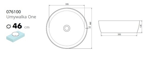 Umywalka okrągła One B/O 46 cm Cerastyle
