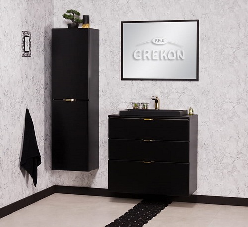 Czarna szafka łazienkowa z czarną umywalką 80/3 cm Liv Victa