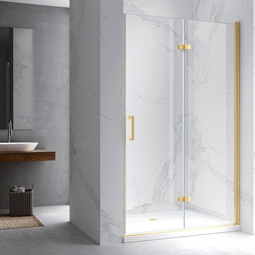 Złote drzwi prysznicowe składane do wnęki 80 cm ZES-KZ21B-GL-80