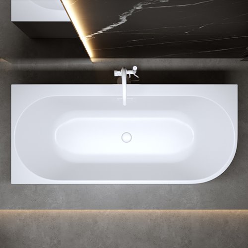 Wanna przyścienna biały przelew oraz korek narożna lewa 140 cm Mera Hydrosan