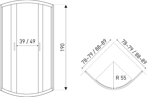 Kabina prysznicowa czarno-złota  90x90 Tiara Gold Kerra