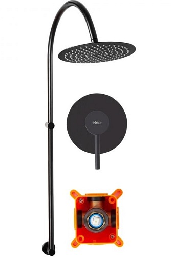 Zestaw prysznicowy podtynkowy, kolor czarny Lugano Rea