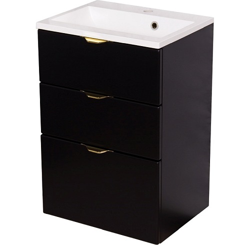 Czarna szafka łazienkowa z umywalką 50/3 cm Victa