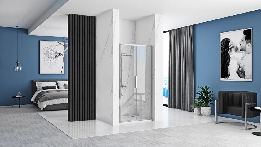 Drzwi prysznicowe rozsuwane 150 cm Rapid Slide Rea Chrom