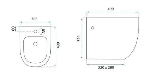 Bidet wc wiszący mini Carlo Rea