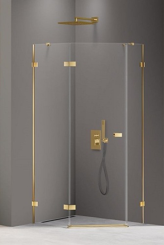 Zlota kabina pięciokątna 100x80 EXK-3848 Avexa New Trendy Gold Shine