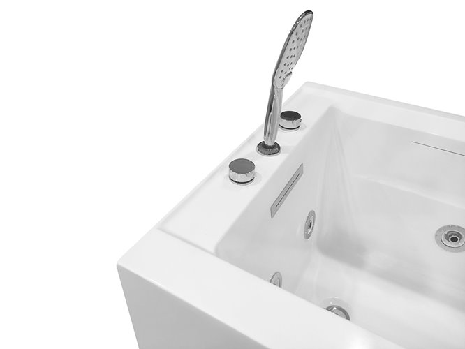 Narożna wanna z hydromasażem prostokątna konglomerat 150x73 cm MO-1802