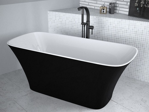 Wanna wolnostojąca z konglomeratu + klik-klak chrom 160 cm Assos B&W Besco