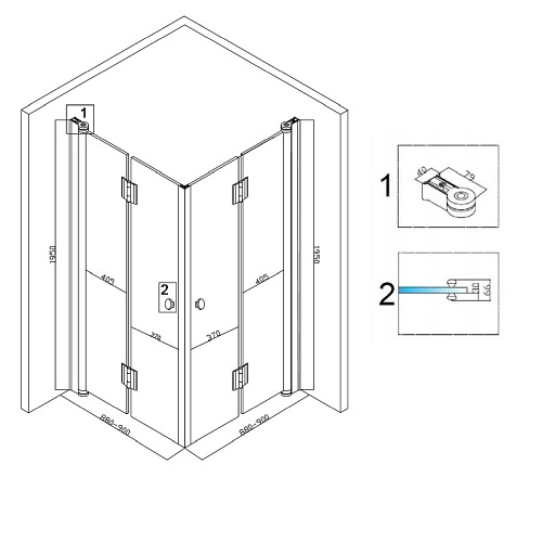 Czarna kabina prysznicowa drzwi składane kwadratowa 90x90 BS05B