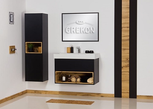 Szafka z umywalką czarny mat 85/43 seria Space