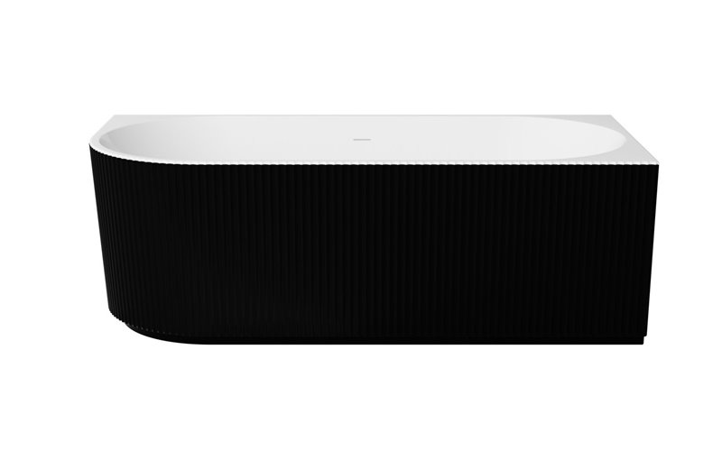 Denaya Besco B&W czarno-biała wanna wolnostojąca 150 cm prawa syfon złoty WASB-150DPG