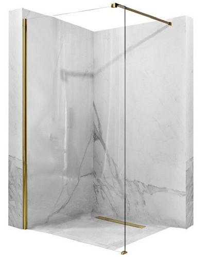 Złota szczotkowana ścianka prysznicowa walk-in 100 cm Aero Gold Rea