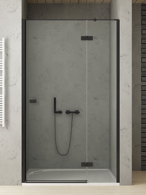 Czarne drzwi prysznicowe uchylne 120 cm prawe EXK-4907 Reflexa Black New Trendy