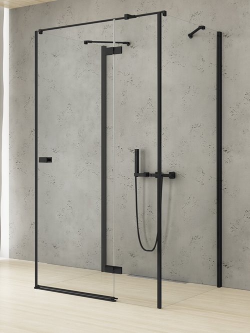 Czarna kabina prysznicowa przyścienna 100x100 prawa EXK-5028 Reflexa Black New Trendy