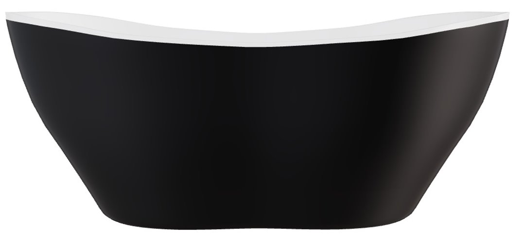 Matowa wanna z konglomeratu czarno-biała 160 cm + klik-klak złoty Viya Matt B&W Besco #WMMC-160VKG