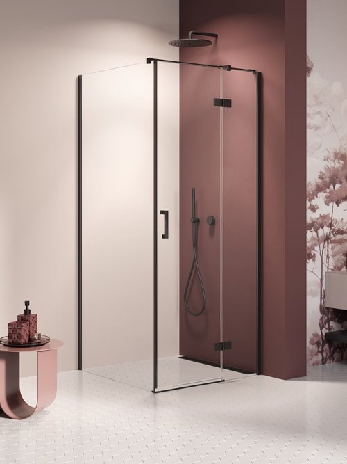 Kabina prysznicowa uchylna prawa kolor czarny mat 100x120 cm K-3743 New Trendy Nesta Black