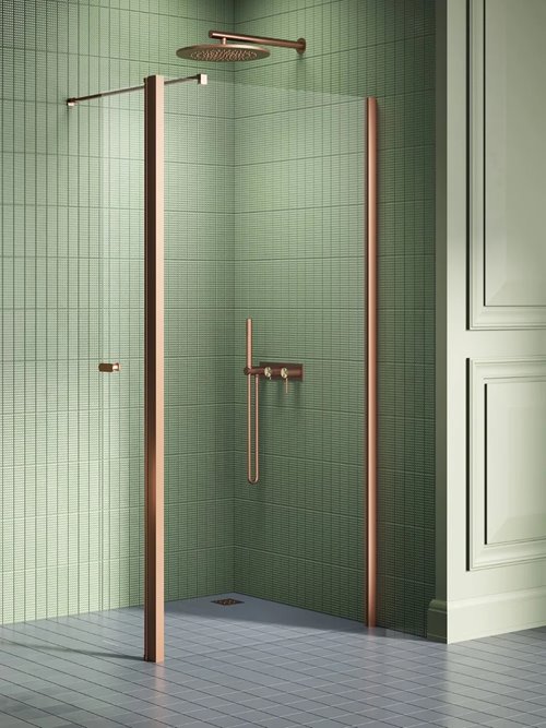 Miedziana szczotkowana ścianka prysznicowa 80 cm + element ruchomy 54 cm K-2116 New Soleo Copper Brushed New Trendy