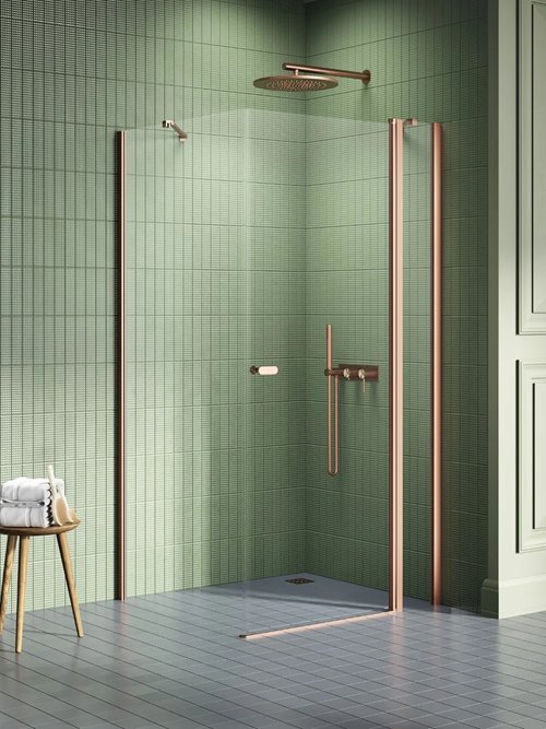 Miedziana szczotkowana kabina prysznicowa kwadratowa 80x80 K-4379 New Soleo Copper Brushed New Trendy