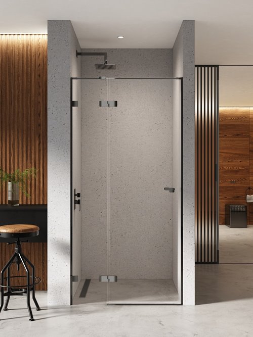 Czarne drzwi prysznicowe uchylne 120 cm lewe EXK-6135 Eventa Black Chrome New Trendy