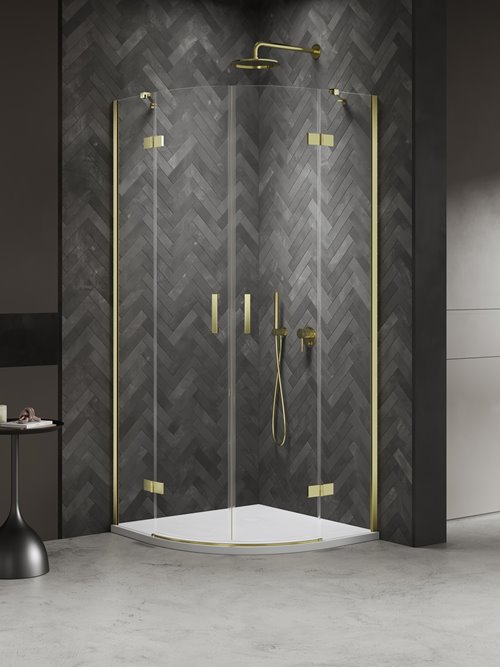 Kabina prysznicowa półokrągła 100x100 złota K-4577 Nesta New Trendy Gold