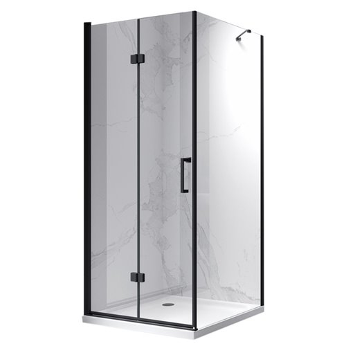 Czarna kabina prysznicowa kwadratowa drzwi pojedyncze składane 90x90 ZES-KZ20C-BL-90