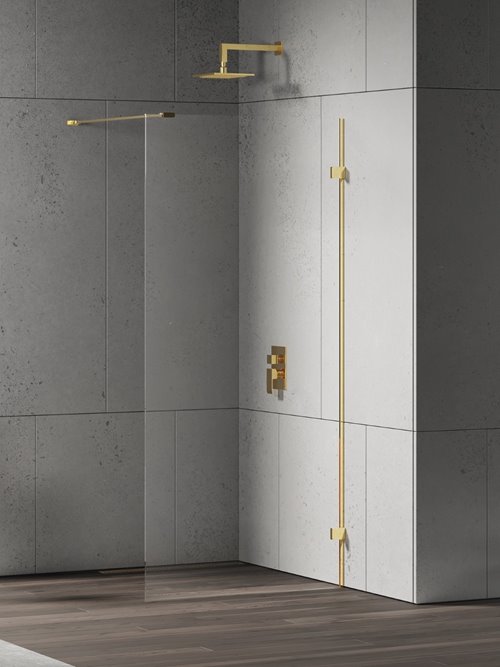 Złota ścianka prysznicowa 120 cm szkło 8mm EXK-4843 Eventa Gold Shine New Trendy