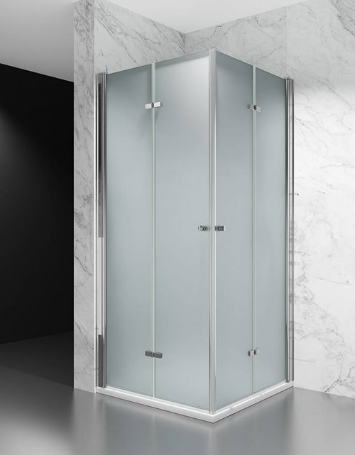 Kabina prysznicowa składana 85x85 cm szkło 6mm mrożone profile chrom Swiss Liniger