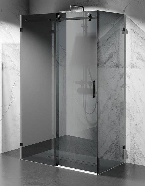 Kabina prysznicowa trójścienna 105x80x80 cm szkło 8mm grafitowe profile czarne matowe Swiss Liniger