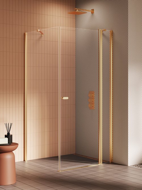 Złota szczotkowana kabina prysznicowa prostokątna 110x80 K-4213 New Soleo Gold Brushed New Trendy