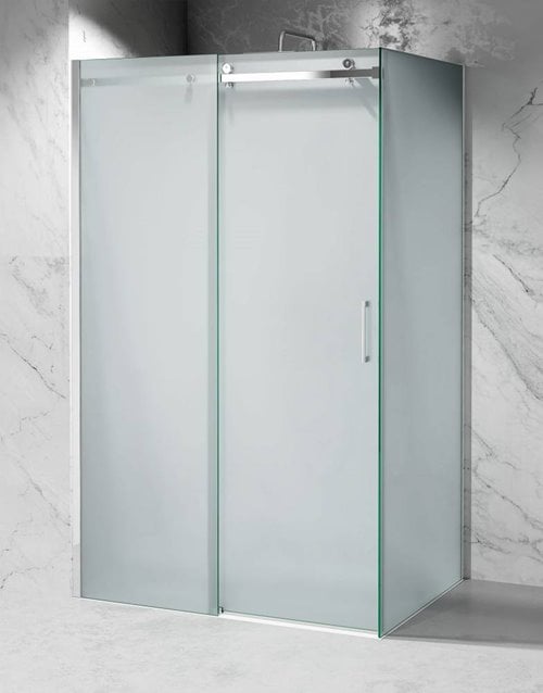 Kabina prysznicowa narożna 115x90 cm szkło 8mm mleczne profile chrom Swiss Liniger