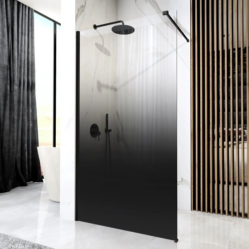 Czarna ścianka prysznicowa 110 cm czarna szyba Aero Ombre Rea