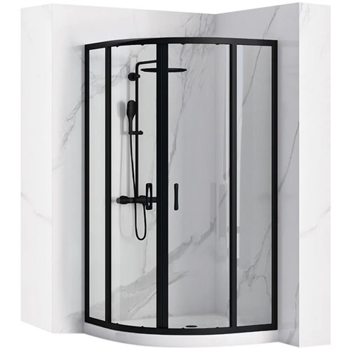 Czarna asymetryczna kabina prysznicowa rozsuwana 100x80 cm Look Rea Black