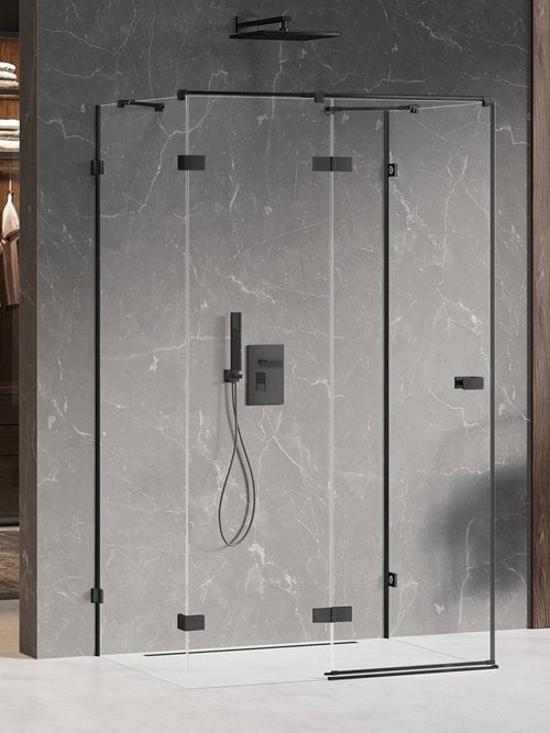 Czarna kabina prysznicowa trójścienna lewa 120x90 cm EXK-2621 Avexa Black New Trendy