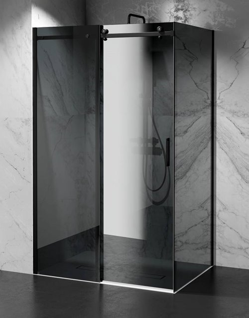 Kabina prysznicowa narożna 110x100 cm szkło 8mm grafitowe profile czarny mat Swiss Liniger