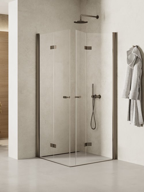 Stalowa szczotkowana kabina kwadratowa składana 90x90 K-2251 New Soleo Gunmetal Brushed New Trendy