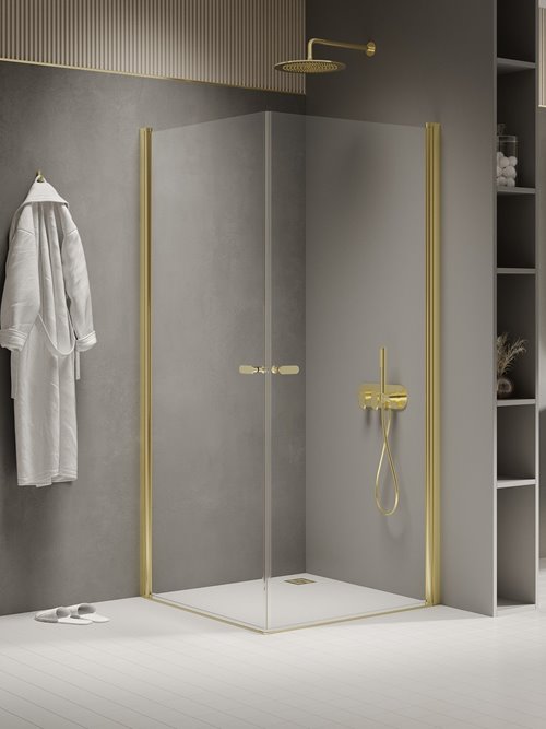 Złota kabina prysznicowa prostokątna 90x100 K-1883 New Soleo Light Gold New Trendy