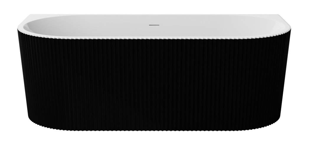 Leya B&W Besco czarno-biała wanna wolnostojąca 150 cm syfon złoty WASB-150-LZL