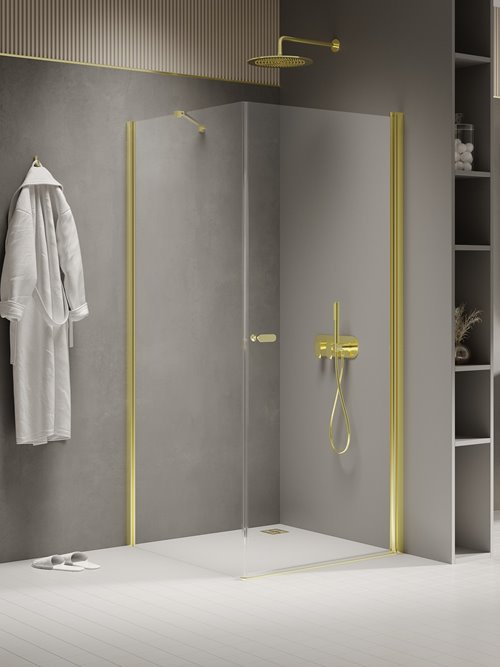 Złota kabina prysznicowa prostokątna 80x90 K-1835 New Soleo Light Gold New Trendy