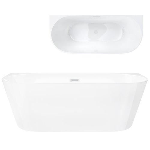 Wanna akrylowa, przyścienna wolnostojąca Mono Corsan 160 cm korek klik-klak biały