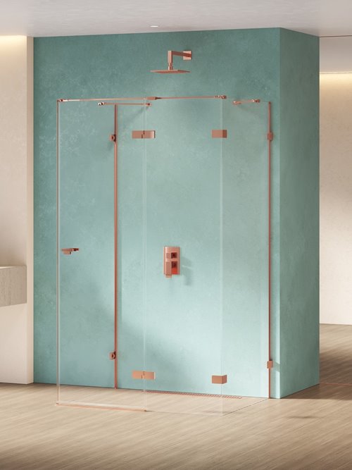 Miedziana przyścienna kabina prysznicowa prawa 90x90 EXK-6482 Eventa Copper Shine New Trendy