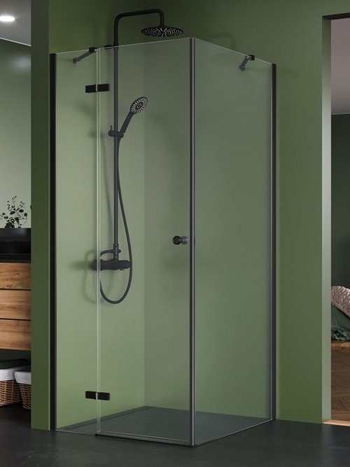 Kabina prysznicowa New Trendy Kalibra 1D drzwi uchylne lewe kolor czarny mat 90x100 cm K-5048