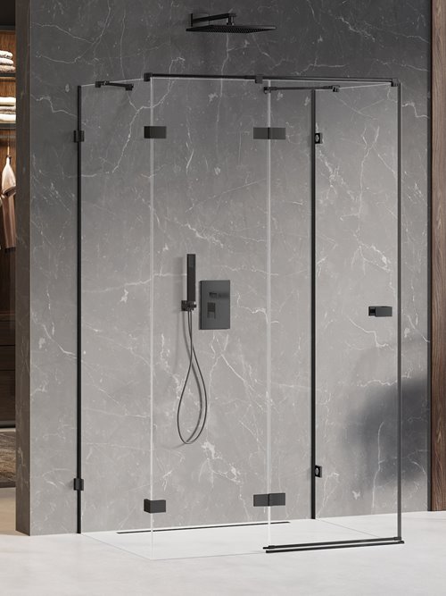 Czarna kabina prysznicowa trójścienna lewa 80x90 cm EXK-2597 Avexa Black New Trendy